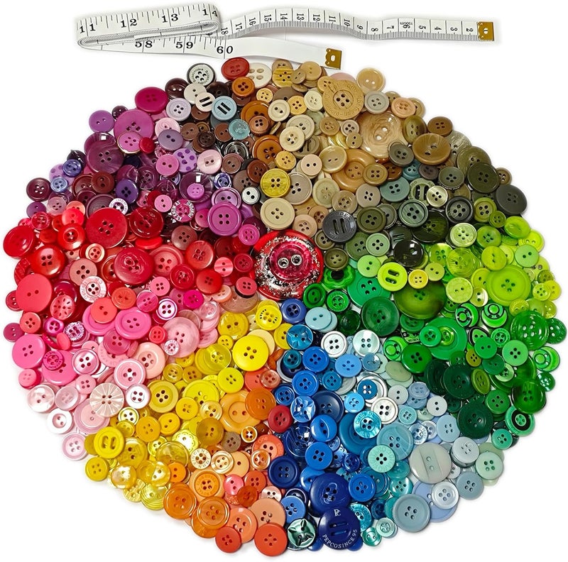KOVOLALA 500-700 PCS Multicolor Resin Buttons, Assorted Sizes and Shapes for Kids Sewing, DIY Crafts, Hand-Painted Buttons for Art and Craft Decorations - Image 3
